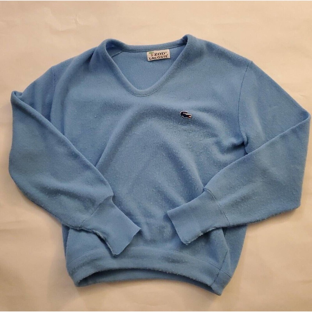 60s/ 70s Vintage Sky Powder Blue Lacoste/Izod Cardigan Men’s Size Med-Large